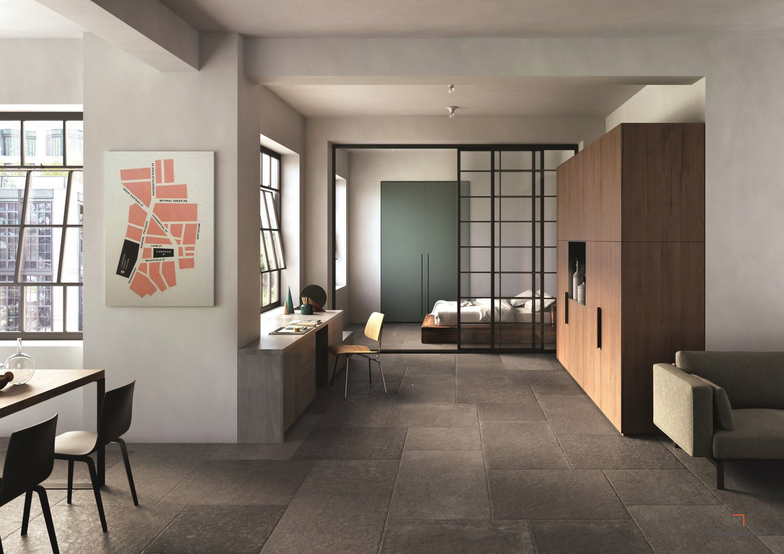Knight Castle 60x120cm Anthraciet Mat (CASTLE ANTR 60X120 RET) in een interieur